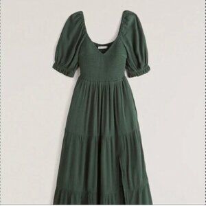 Abercrombie & Fitch Short-Sleeve Smocked Midi Dress